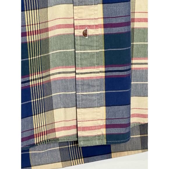 Tommy Hilfiger blue plaid short sleeves button men shirts size L - Picture 5 of 11